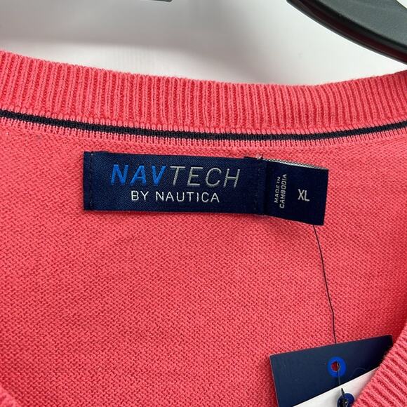 Nautica Navtech Men's Lightweight V-Neck Jersey Sweater - Teaberry - XL - NWT - Picture 4 of 7